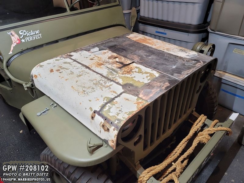 Unrestored GPW hood test fitting on the Jeep