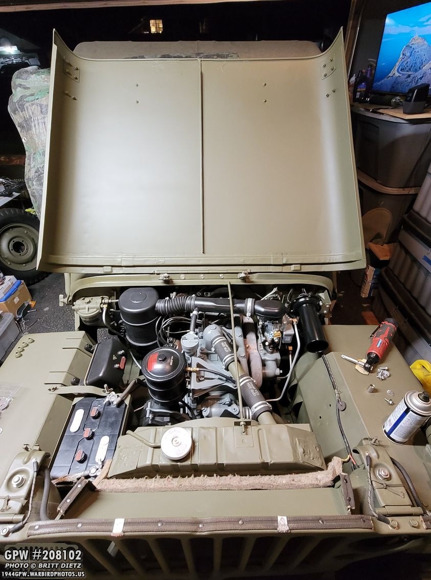 Original restored GPW Hood on the Jeep!