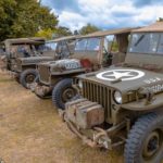 Jeeps at a reenactor camp in Normandy, France near Sáint Mére Eglise