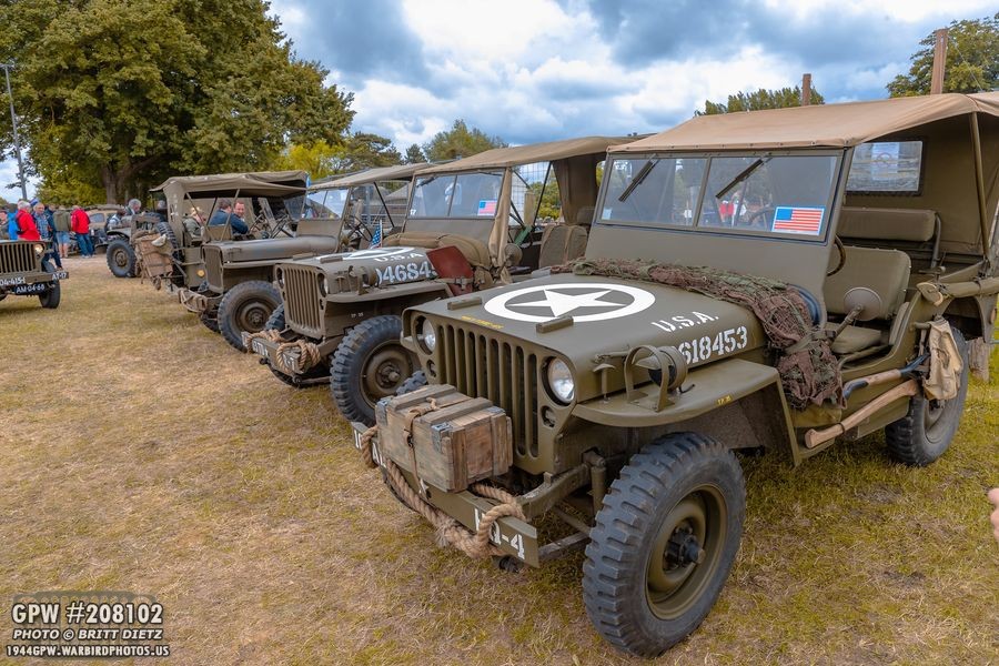Jeeps at a reenactor camp in Normandy, France near Sáint Mére Eglise