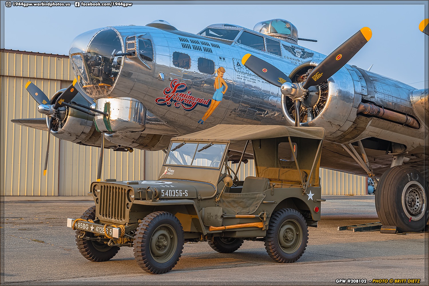 1944 GPW Jeep with Boeing B-17G Flying Fortress 'Sentimental Journey'